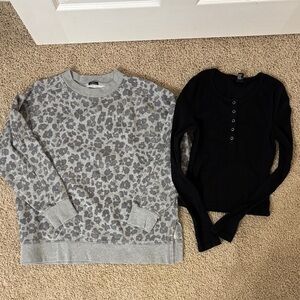 GAP Gray Leopard Print Sweatshirt size women’s medium Forever 21 LS top Medium